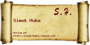 Simek Huba névjegykártya